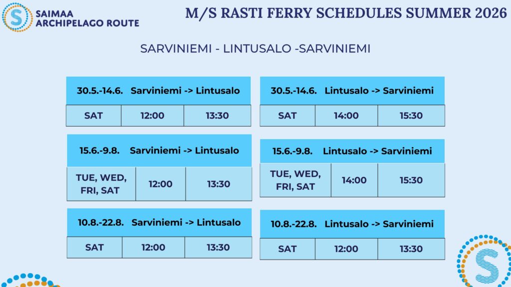 Aikataulut Sarviniemi-Lintusalo-Sarviniemi 2026 ENG